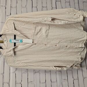 Z supply Becca Linen Button Down Shirt Beige - L